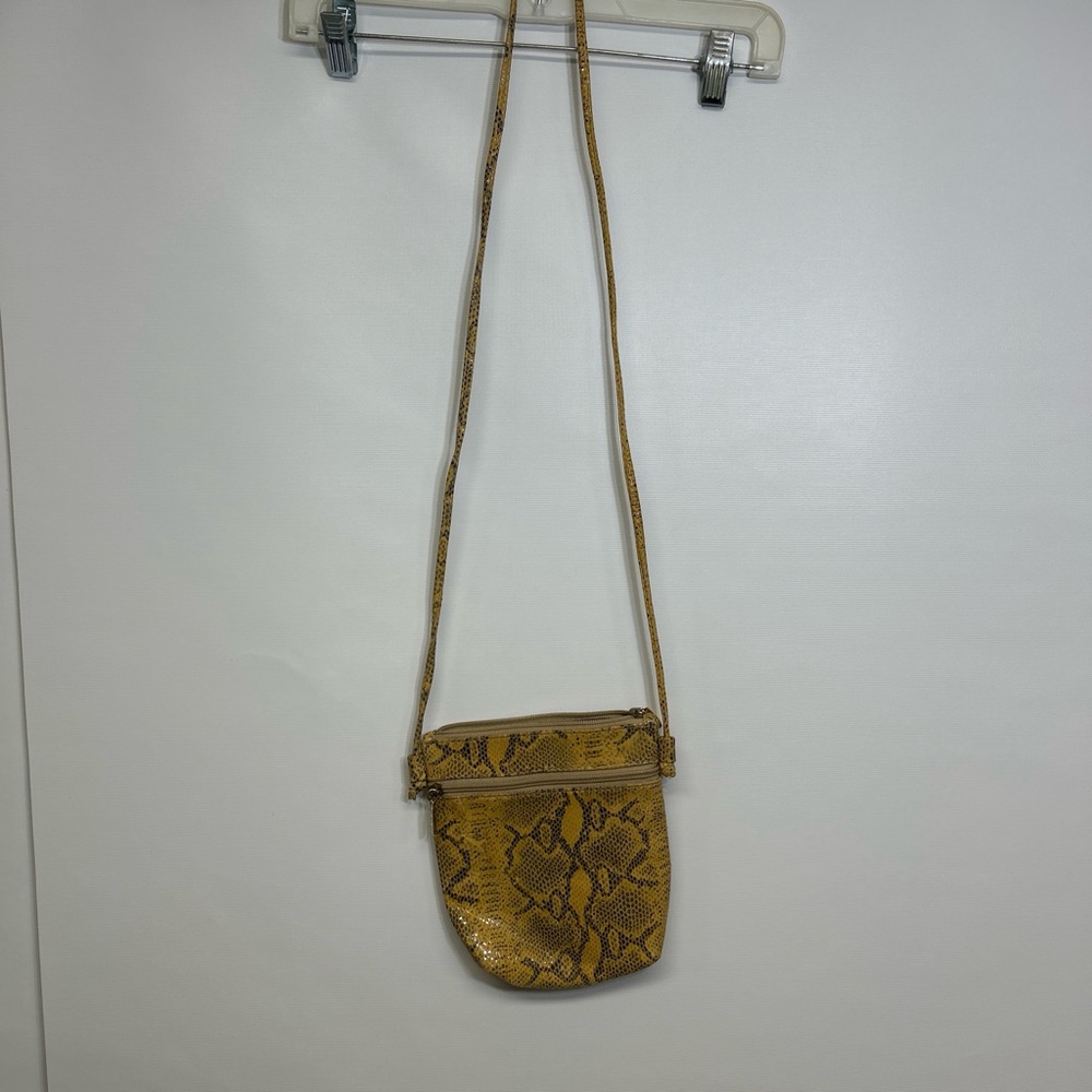 Elegant Tan Snake Print Crossbody Bag